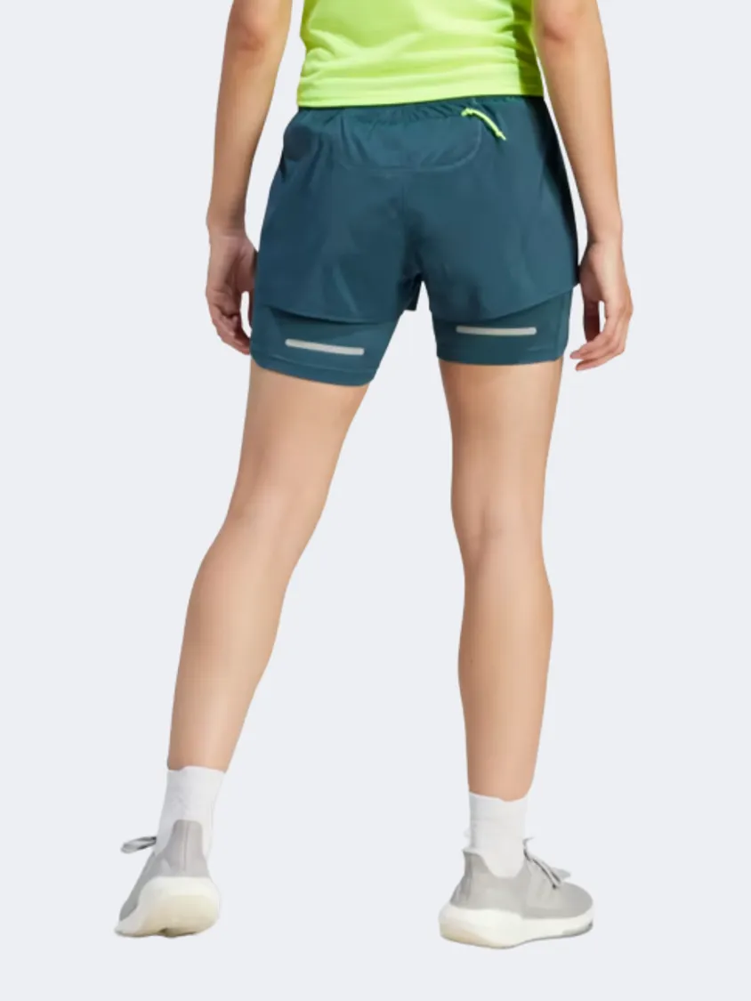 Adidas Ultimate 2 In 1 Women Running Short Arctic Night/Lemon