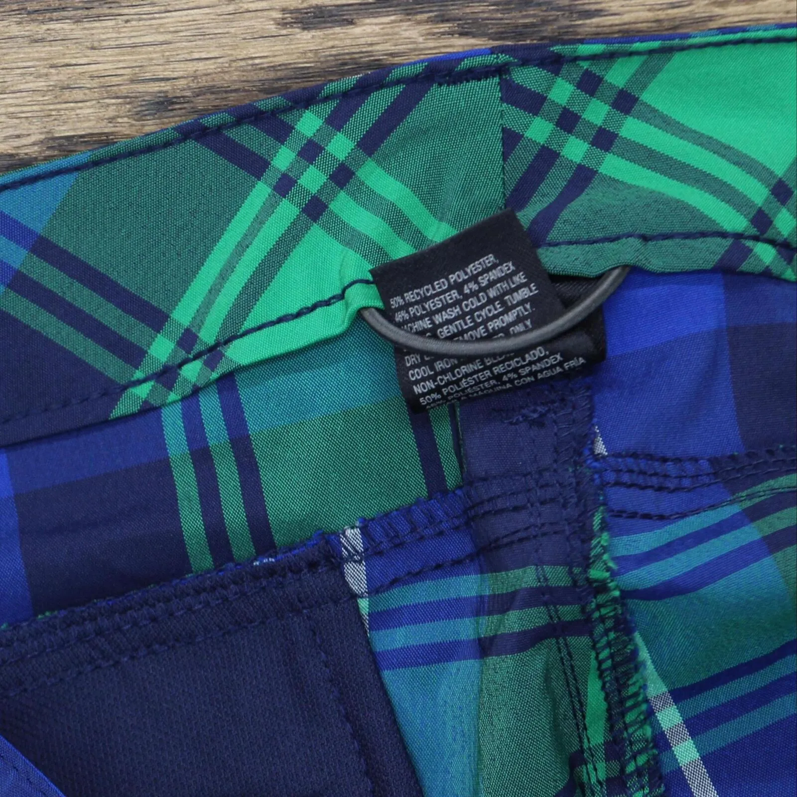 All In Motion Men's Plaid Golf Shorts 8" Inseam 87206075 Green / Blue Plaid 34