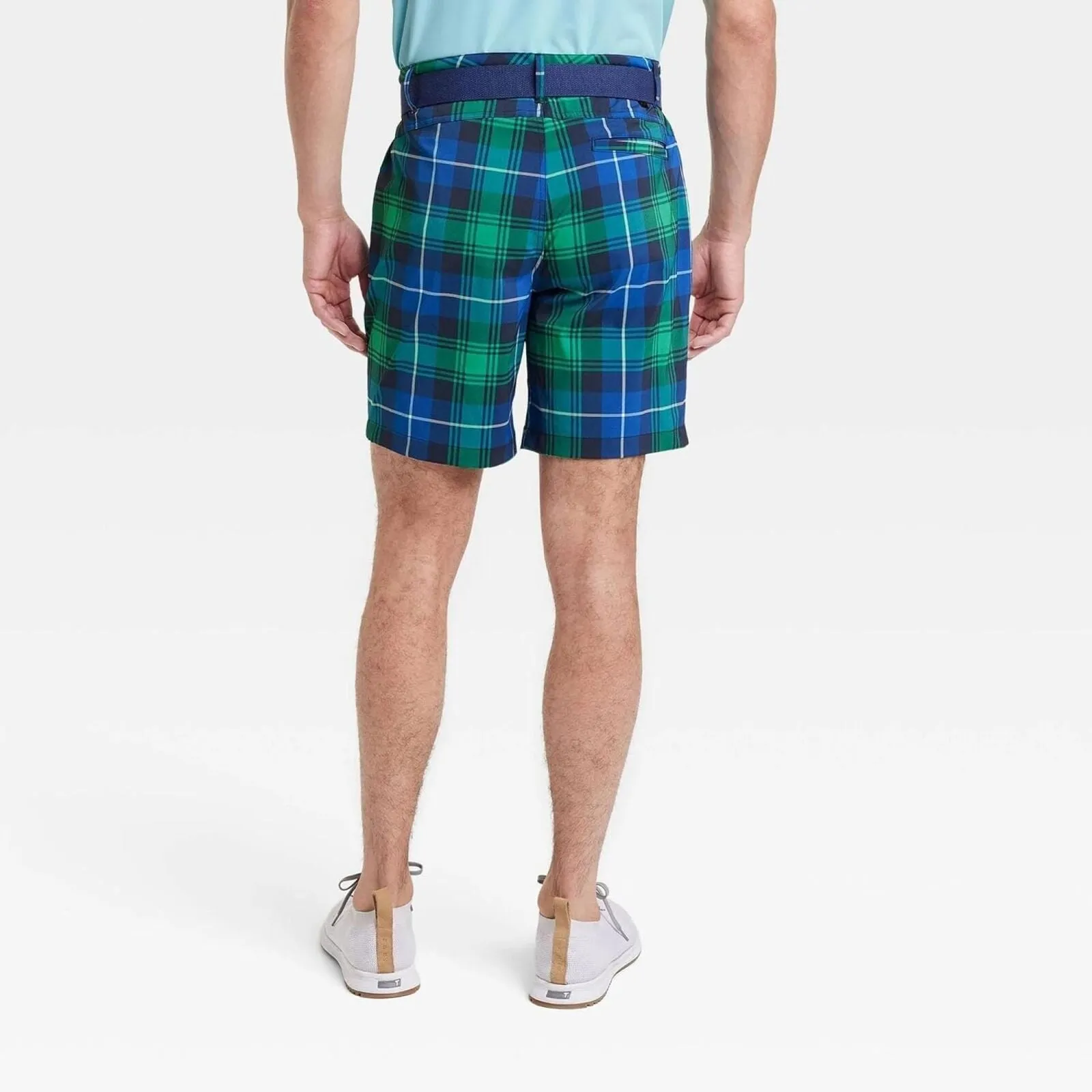All In Motion Men's Plaid Golf Shorts 8" Inseam 87206075 Green / Blue Plaid 34