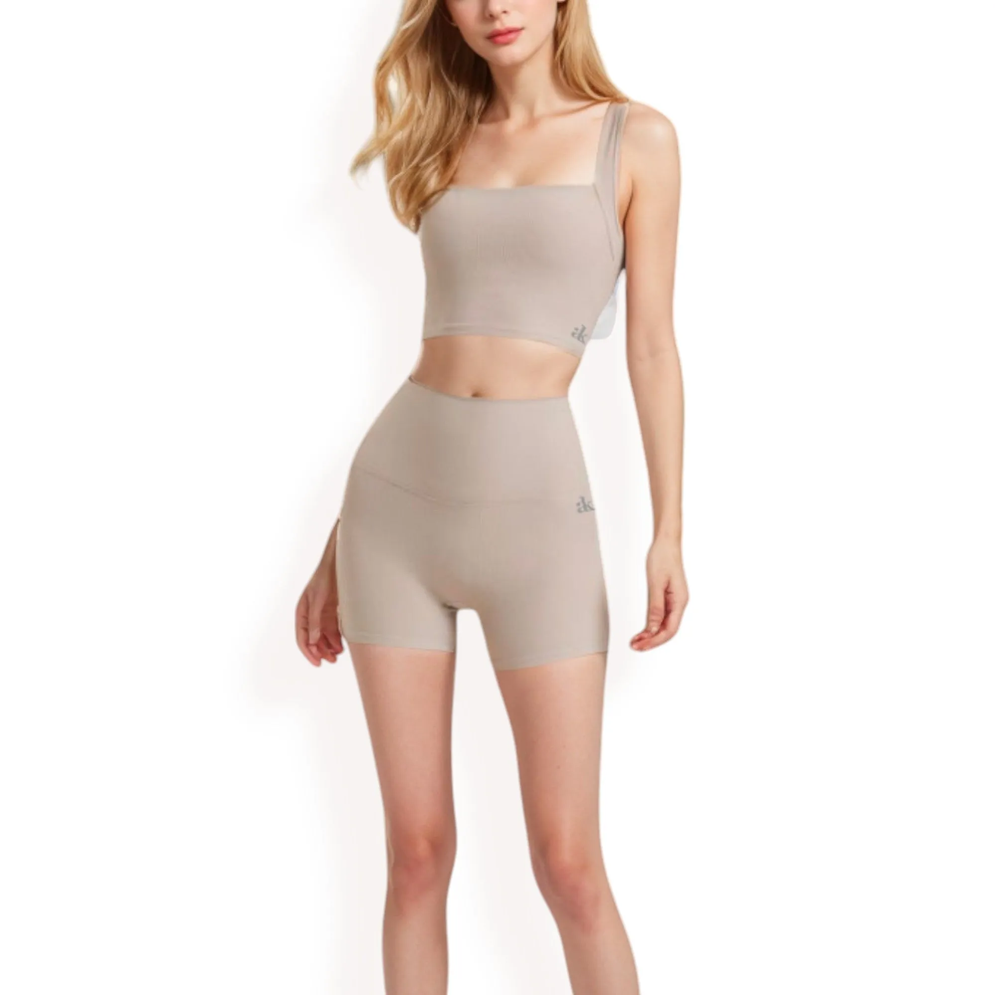 Anna-Kaci Women's High-Waisted Ribbed Shorts with Crisscross Back Detail