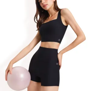 Anna-Kaci Women's High-Waisted Ribbed Shorts with Crisscross Back Detail