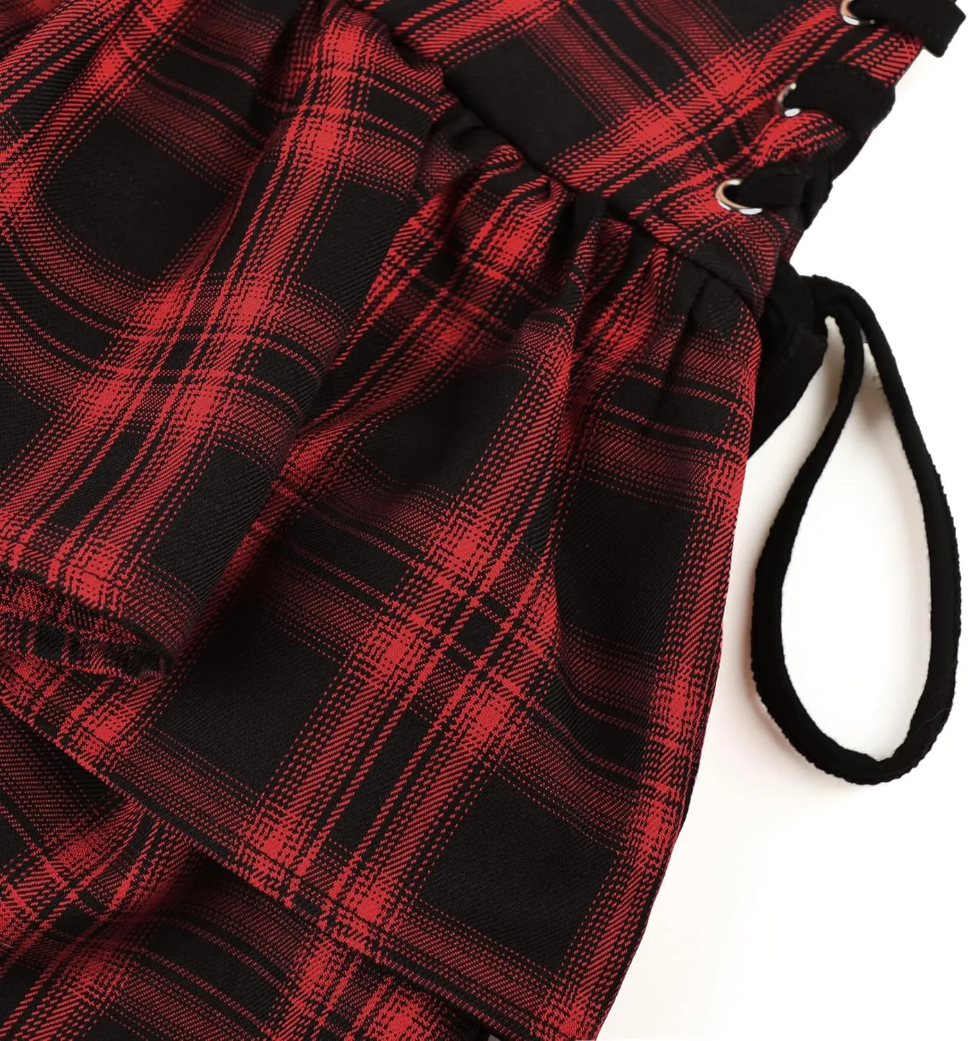 AULKEEP Womens Lace Up Skirts Goth Ruffle Mini Skirt Y2k Black High Waist Skirt Summer Punk Short Skirts