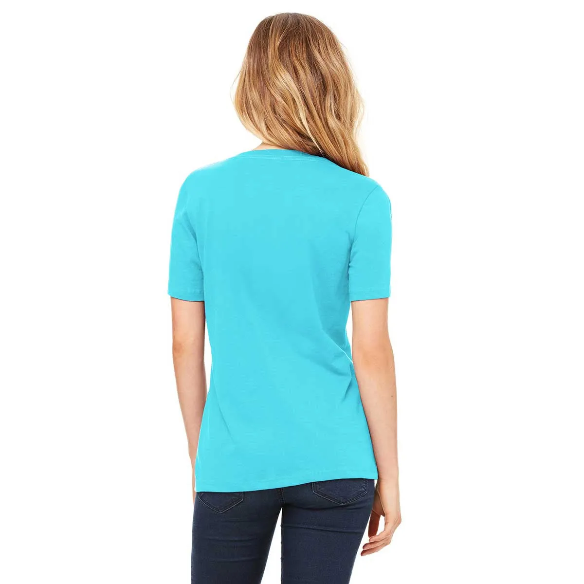 Bella   Canvas Women's Turquoise Relaxed Jersey Short-Sleeve V-Neck T-Shirt