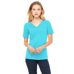 Bella   Canvas Women's Turquoise Relaxed Jersey Short-Sleeve V-Neck T-Shirt