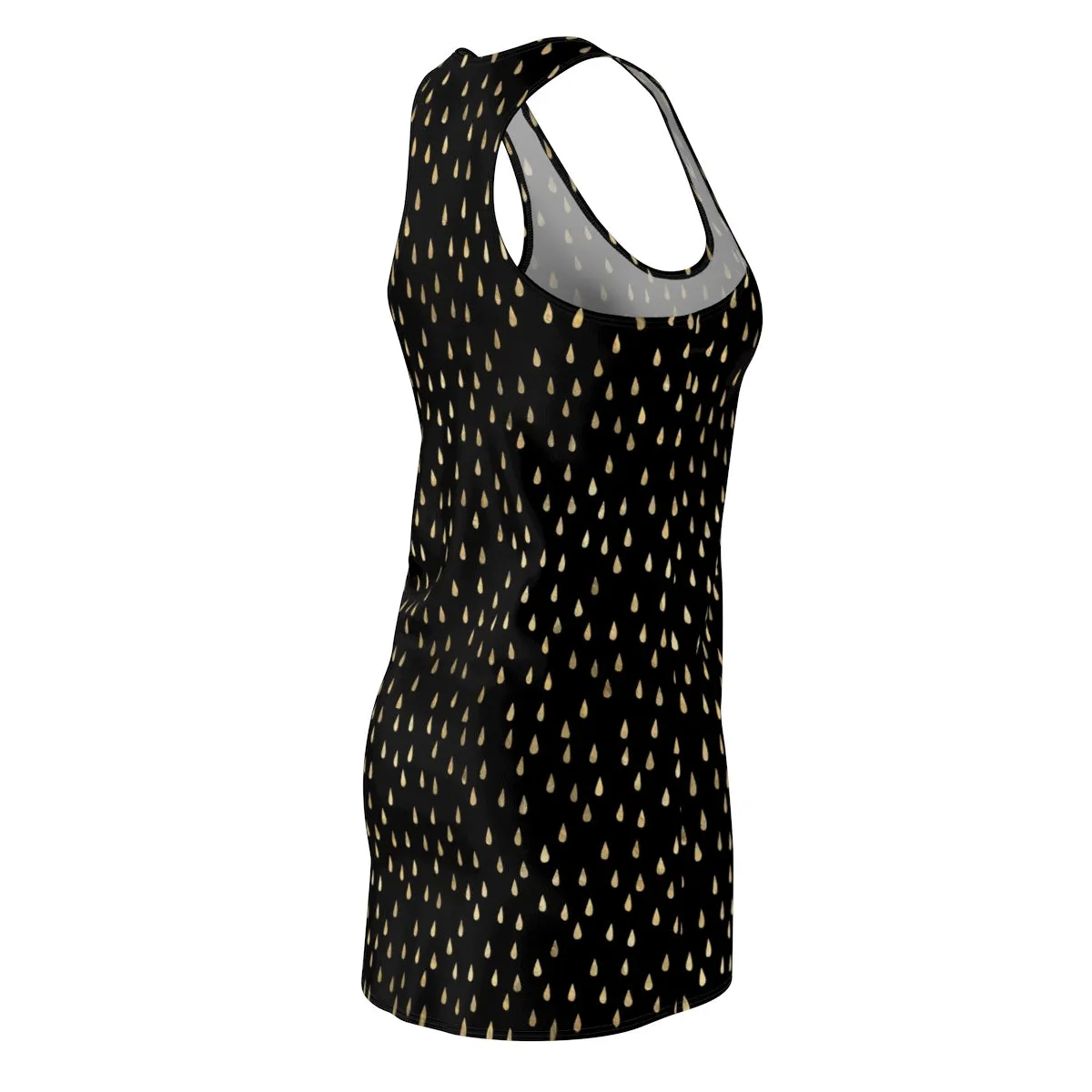 Black and Gold Raindrops Women's Cut & Sew Racerback Dress