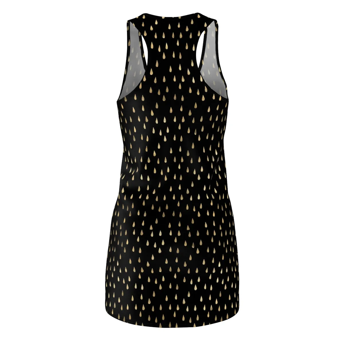 Black and Gold Raindrops Women's Cut & Sew Racerback Dress