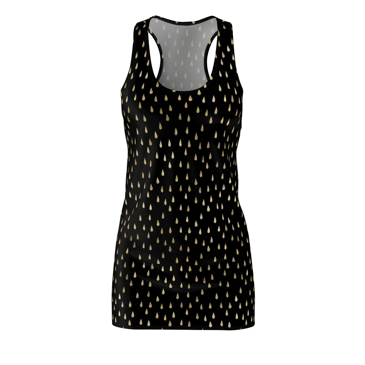 Black and Gold Raindrops Women's Cut & Sew Racerback Dress