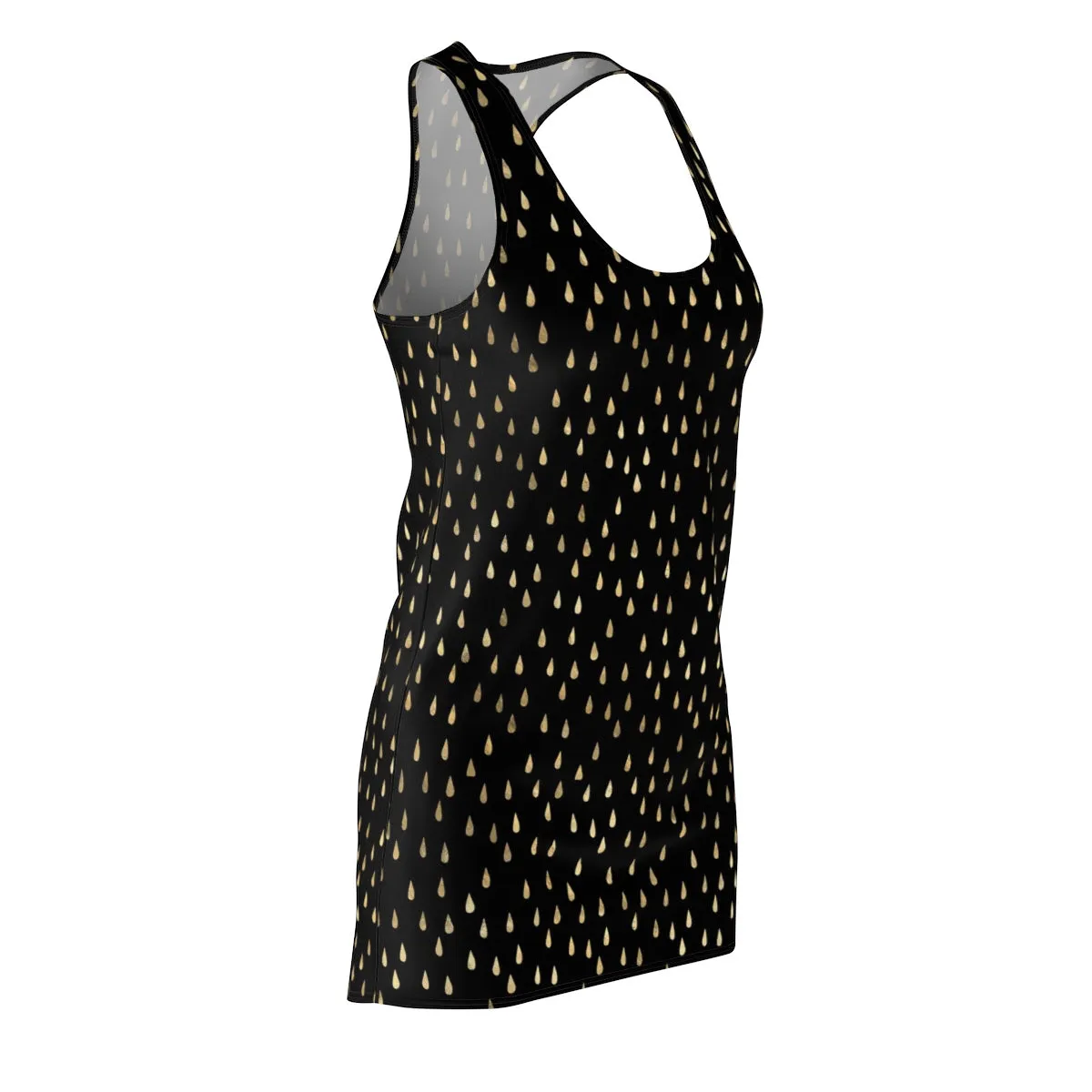 Black and Gold Raindrops Women's Cut & Sew Racerback Dress