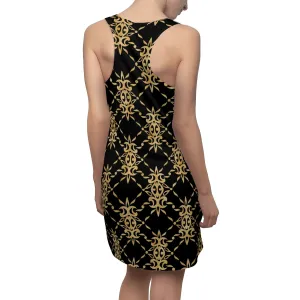 Black and Gold Women's Cut & Sew Racerback Dress