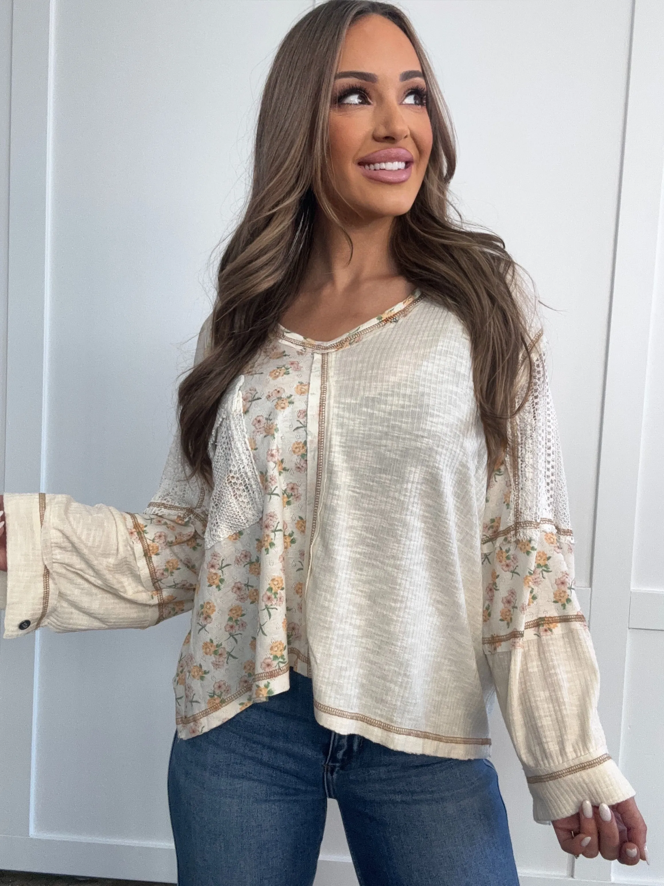 Blossom Bliss Floral Crochet Patchwork Top