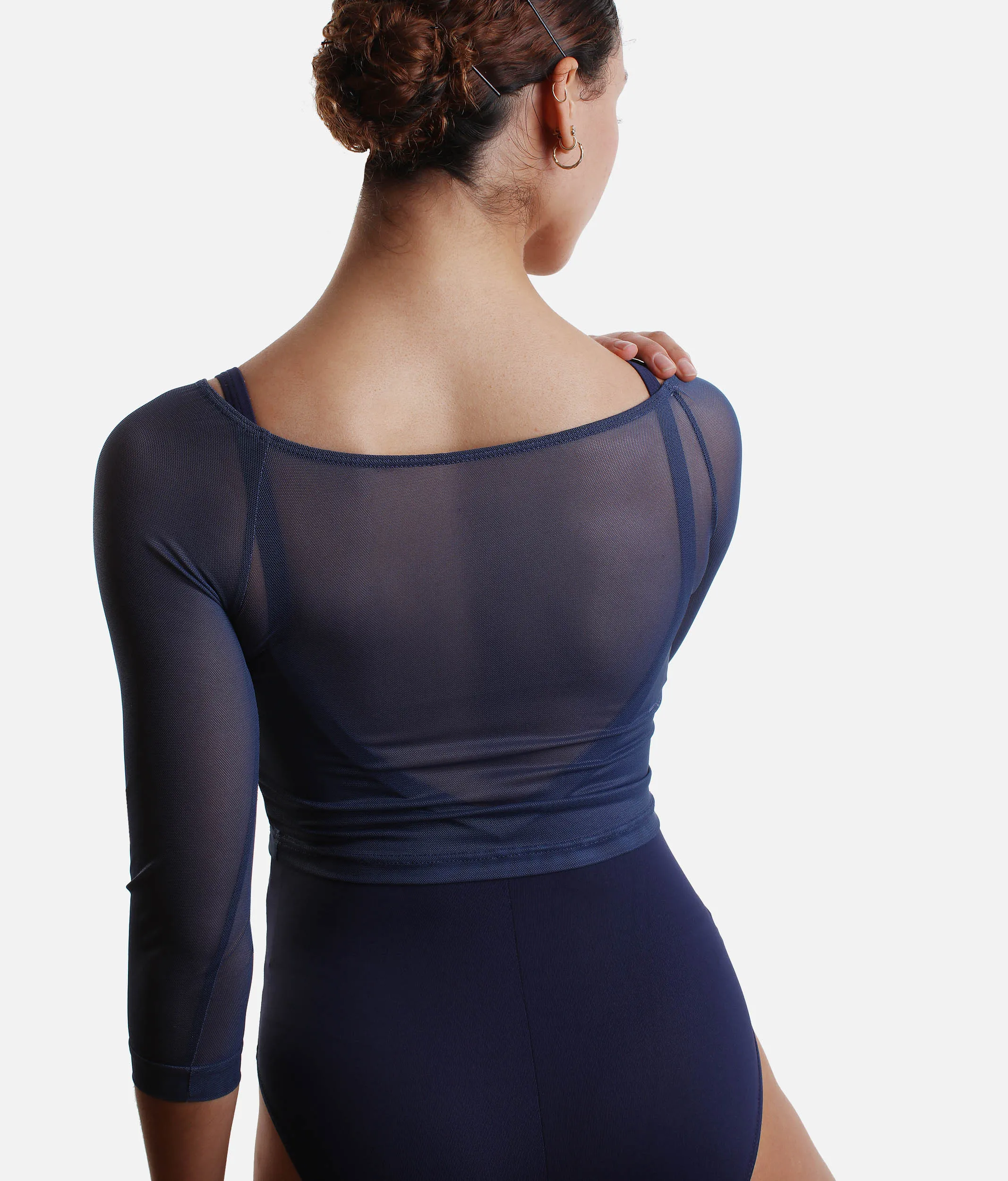 Boat Neck Dance Crop Top, Mesh - SD2196