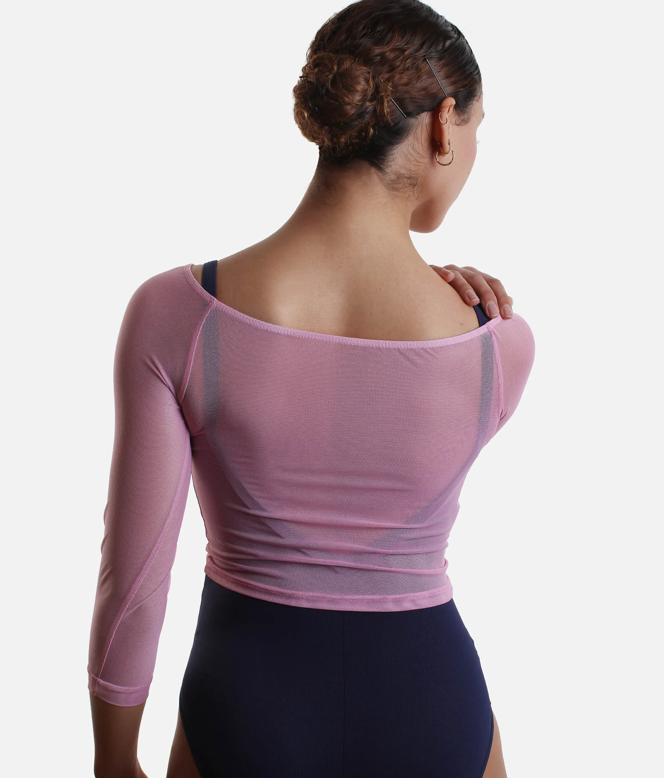 Boat Neck Dance Crop Top, Mesh - SD2196