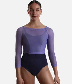 Boat Neck Dance Crop Top, Mesh - SD2196