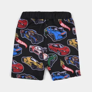 Boys Microfiber Jersey Swim Short Cars - BLACK