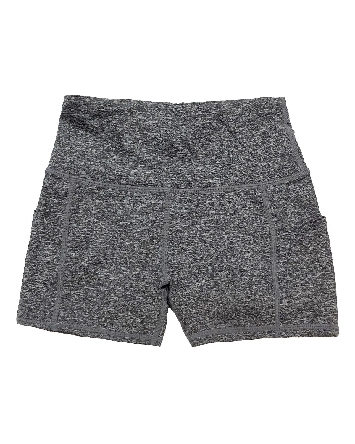 Calcao High Waist Yoga Shorts With Pocket - Heather Grey