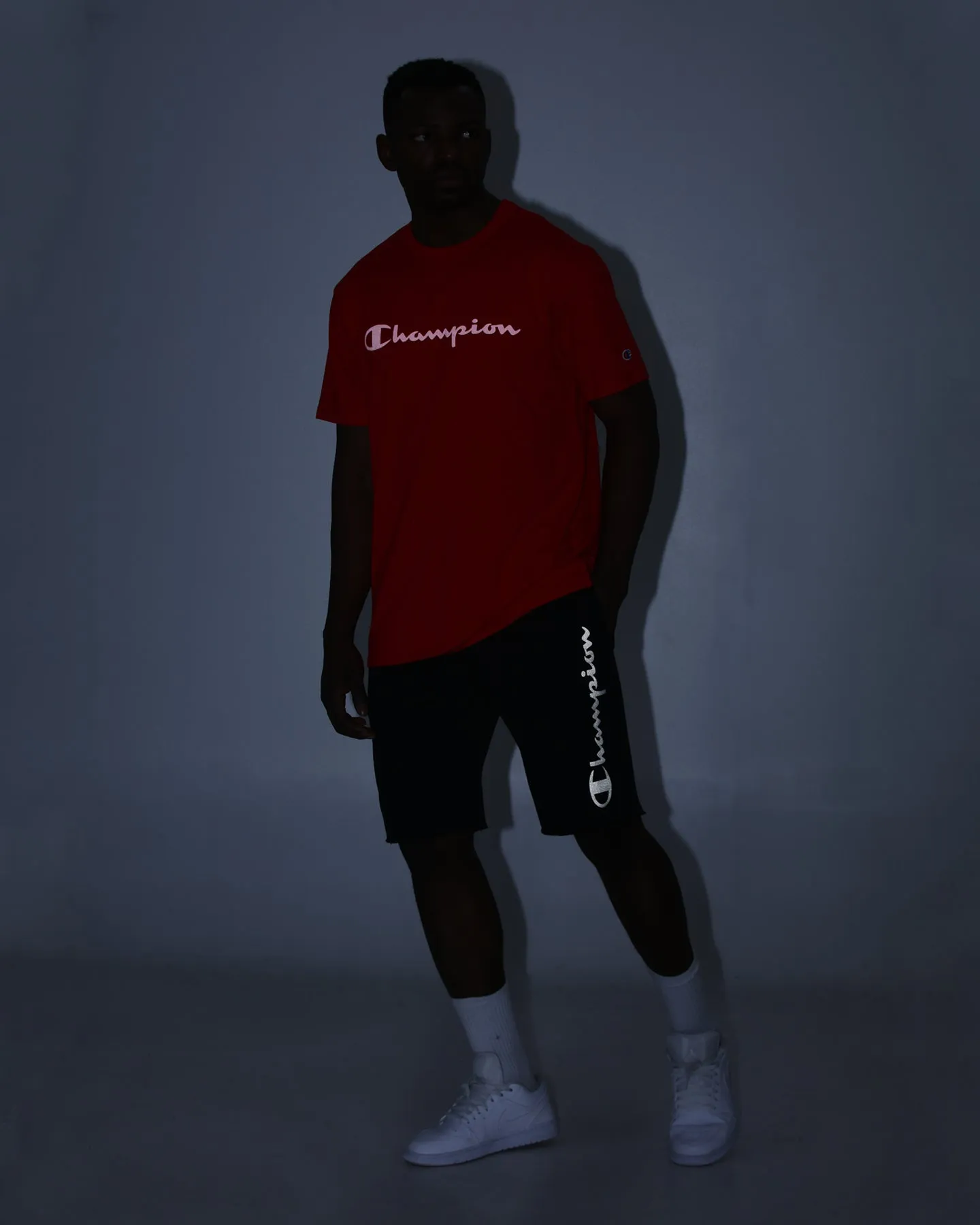Champion Rev Weave React Script Shorts Black