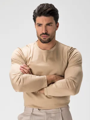 CHARLIE LONG SLEEVED T-SHIRT IN BEIGE