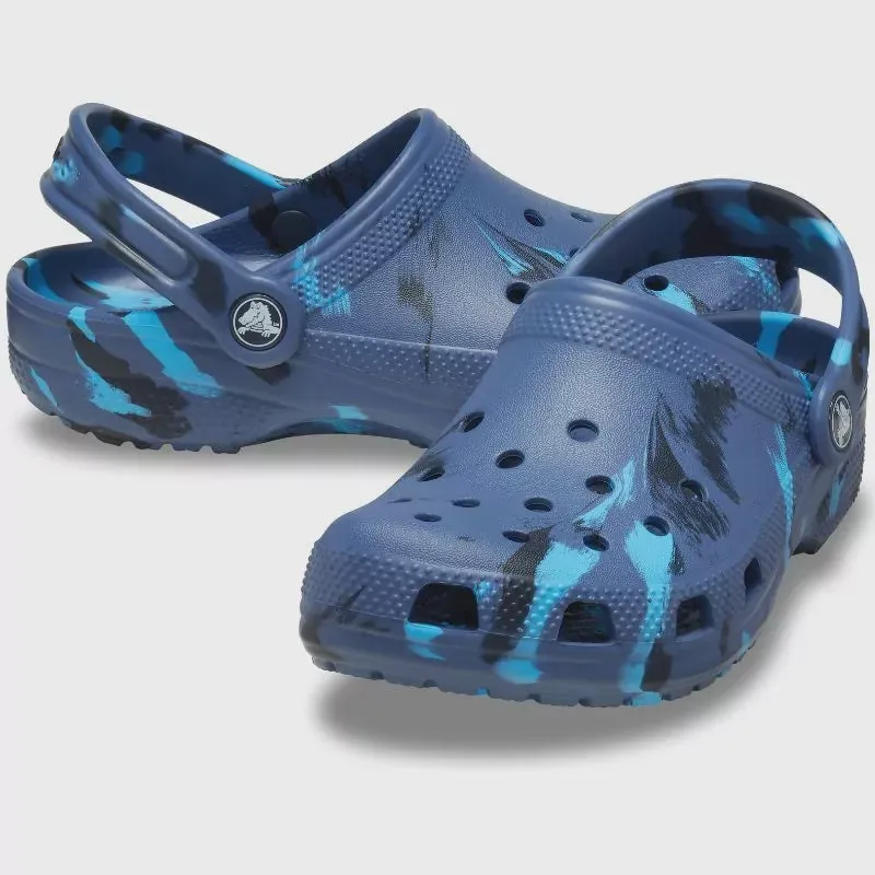 Crocs Classic Marbled Toddler (C4-C10) Clog - Navy/Multi