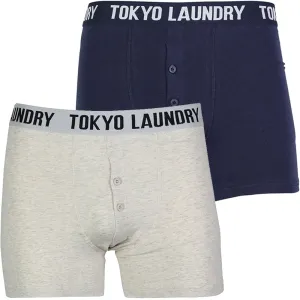 Dakota ( 2 Pack) Boxer Shorts Set in Oatgrey Marl / Eclipse Blue - Tokyo Laundry