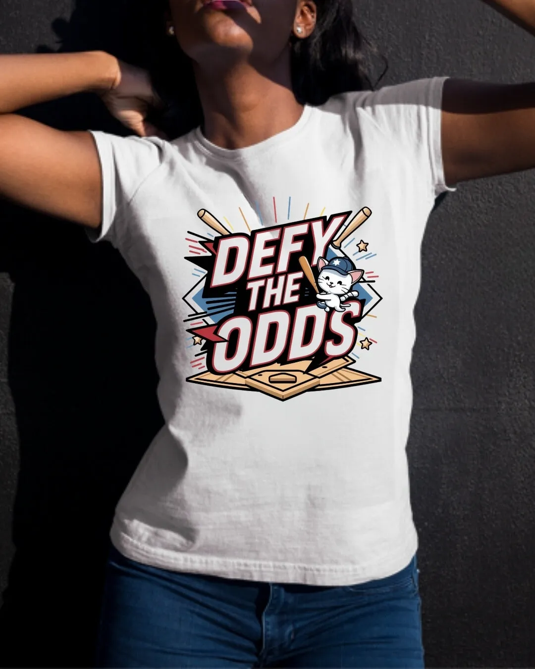 Defy The Odds Baseball Crew Neck Cotton Tees