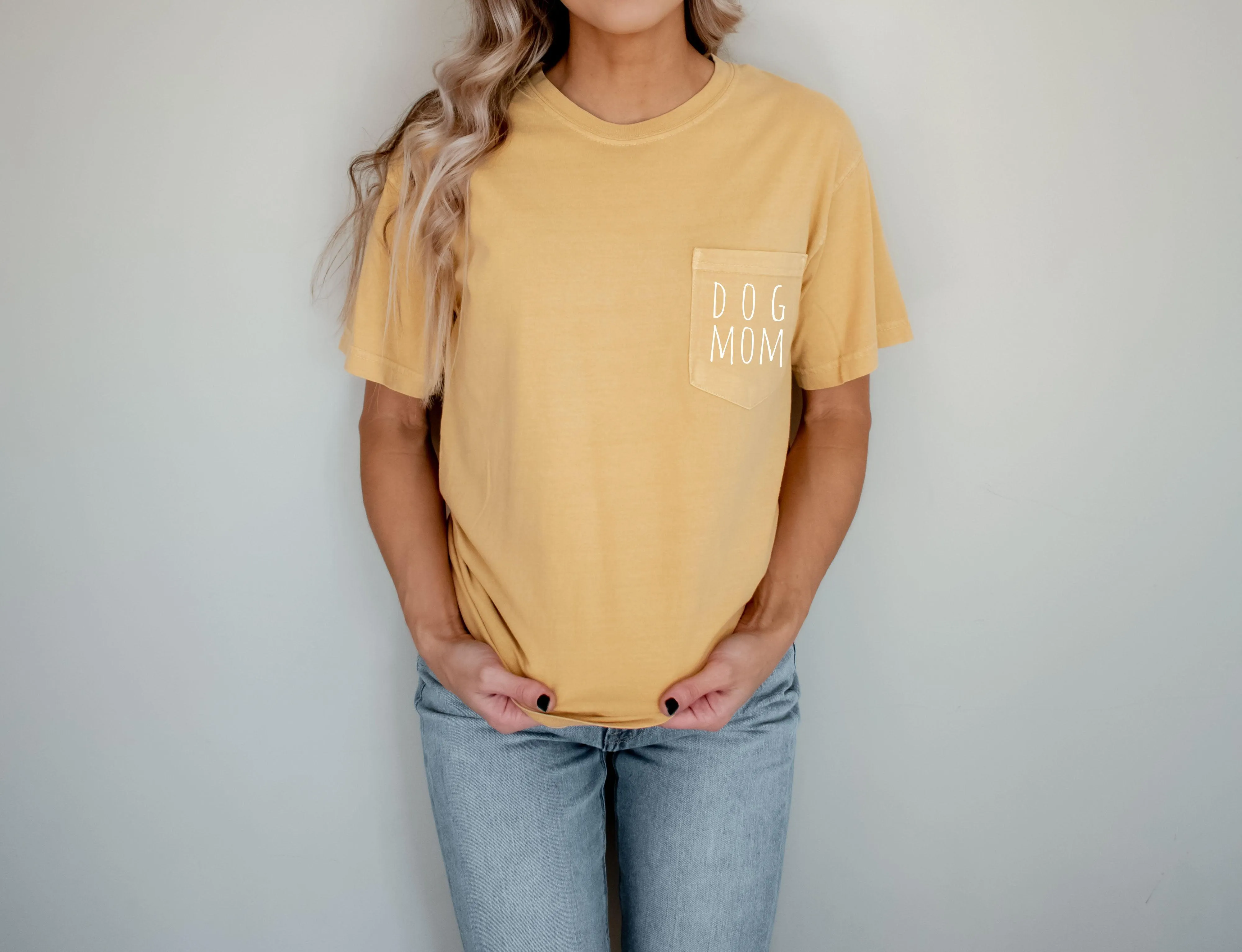 Dog Mom Comfort Colors Pocket T Shirt (Cute)