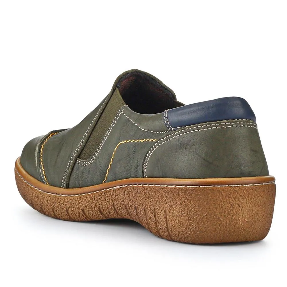 Elasticated Leather Slip-On Shoes - HAK41008 / 327 435
