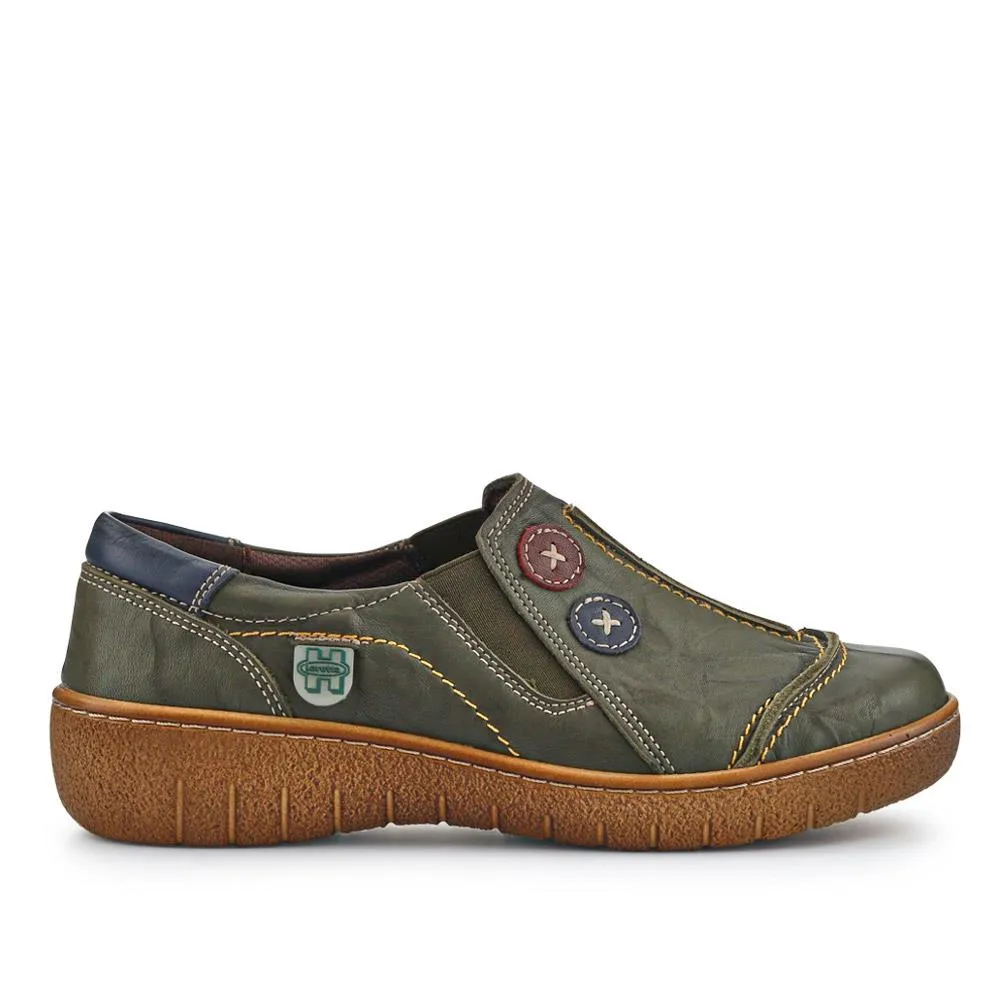 Elasticated Leather Slip-On Shoes - HAK41008 / 327 435