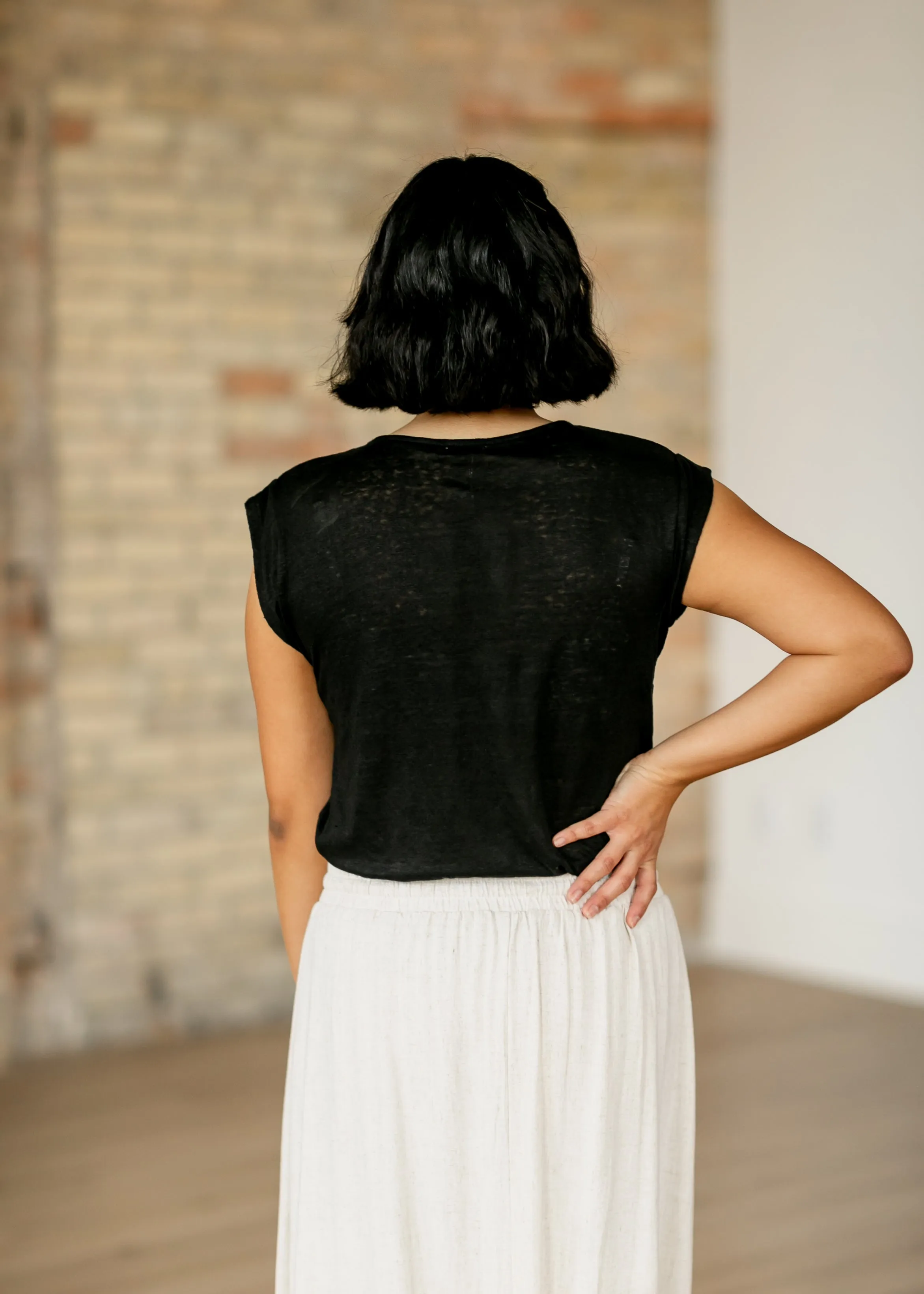 Essential Lightweight Slub Cotton Cap Sleeve Top