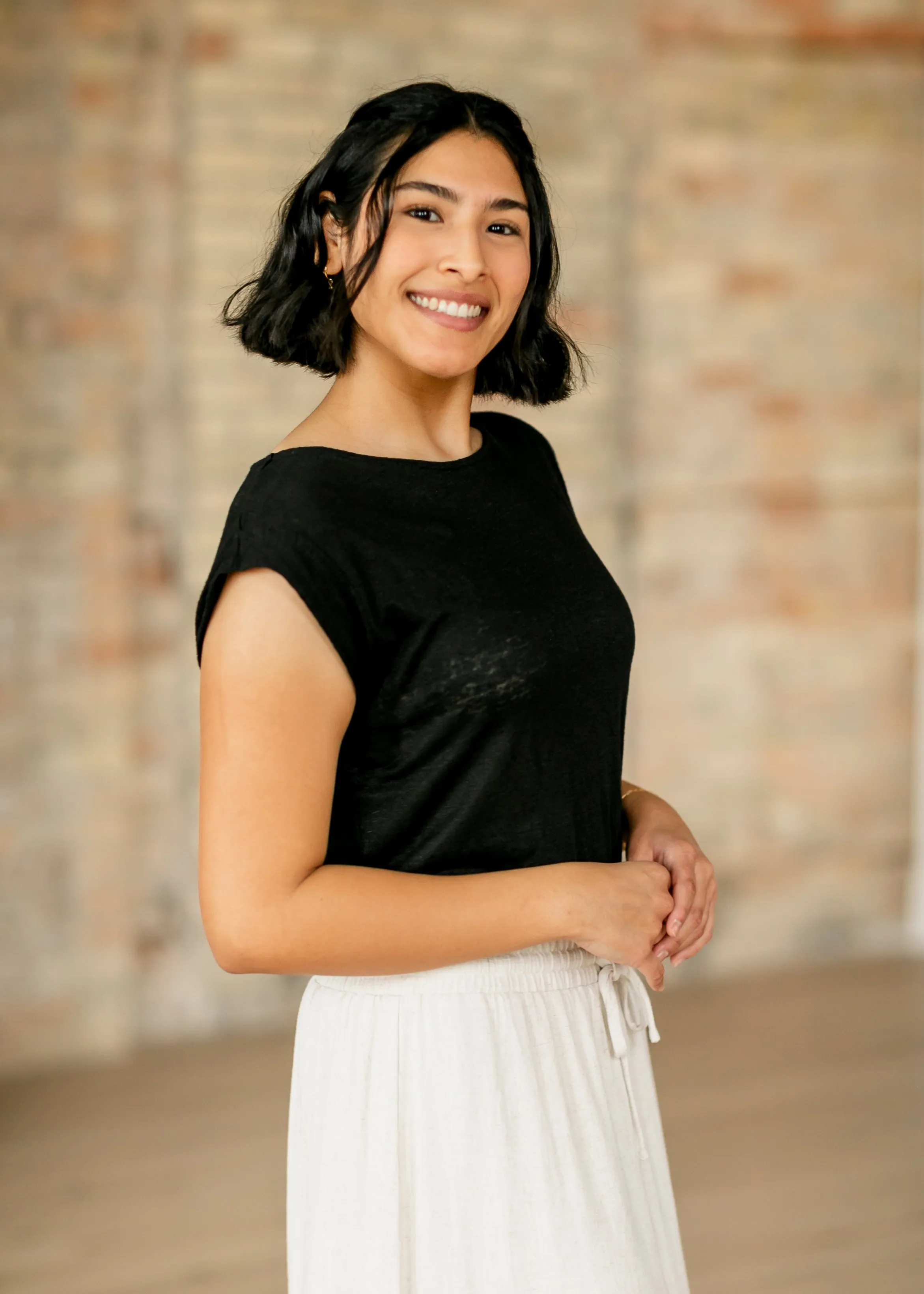 Essential Lightweight Slub Cotton Cap Sleeve Top