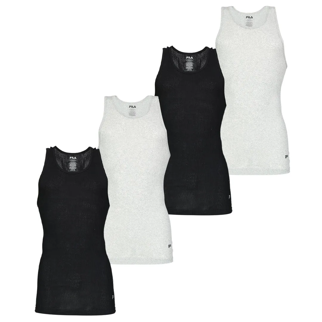 FILA - Men's 4 Pack Athletic Tank Top (FM0038CT BLKGRY)