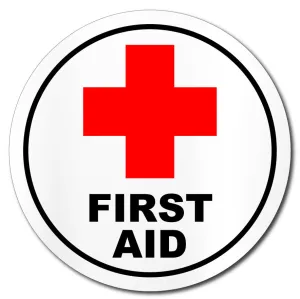First Aid Hard Hat Decal -Red Medical Cross Sticker