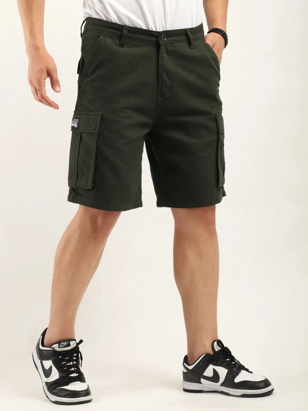 Fusion Dark Green Cotton Shorts