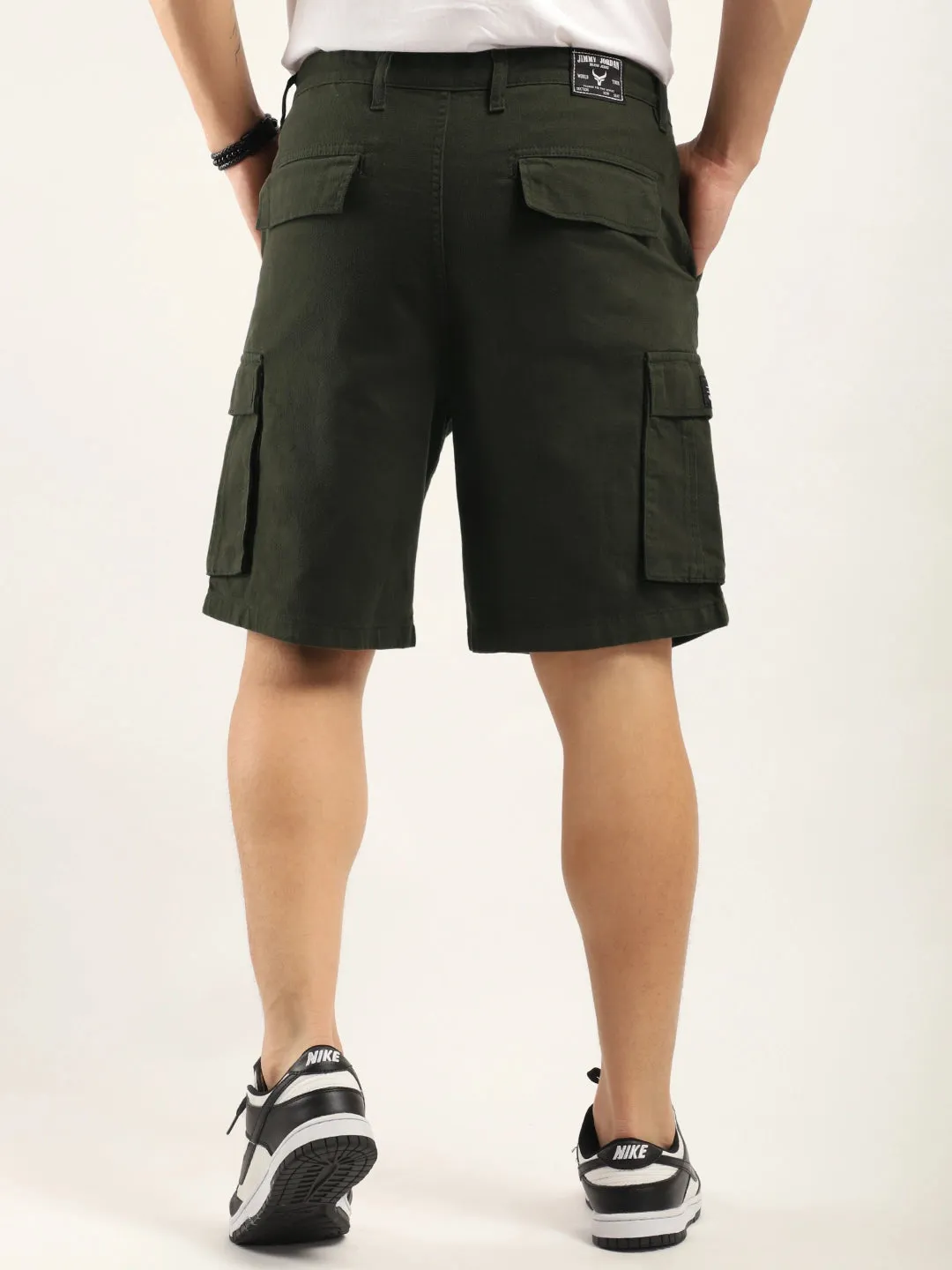 Fusion Dark Green Cotton Shorts