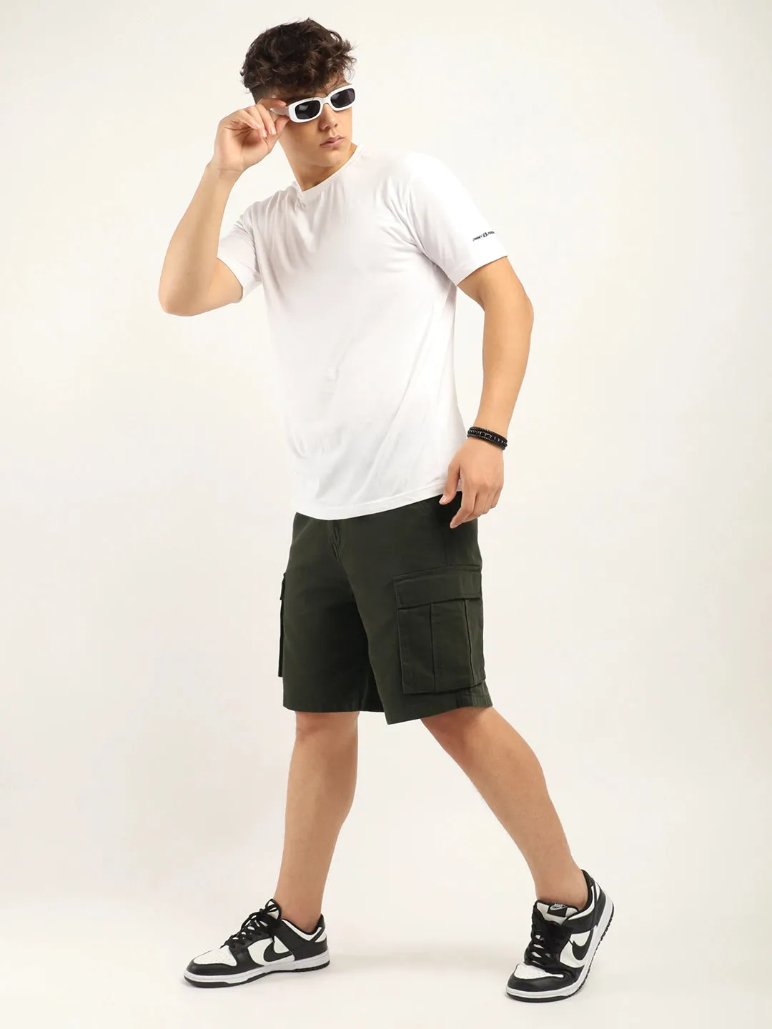 Fusion Dark Green Cotton Shorts