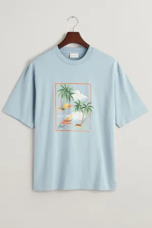 GANT - Hawaiian Printed T-Shirt in Eggshell Dove Blue 2013080 474