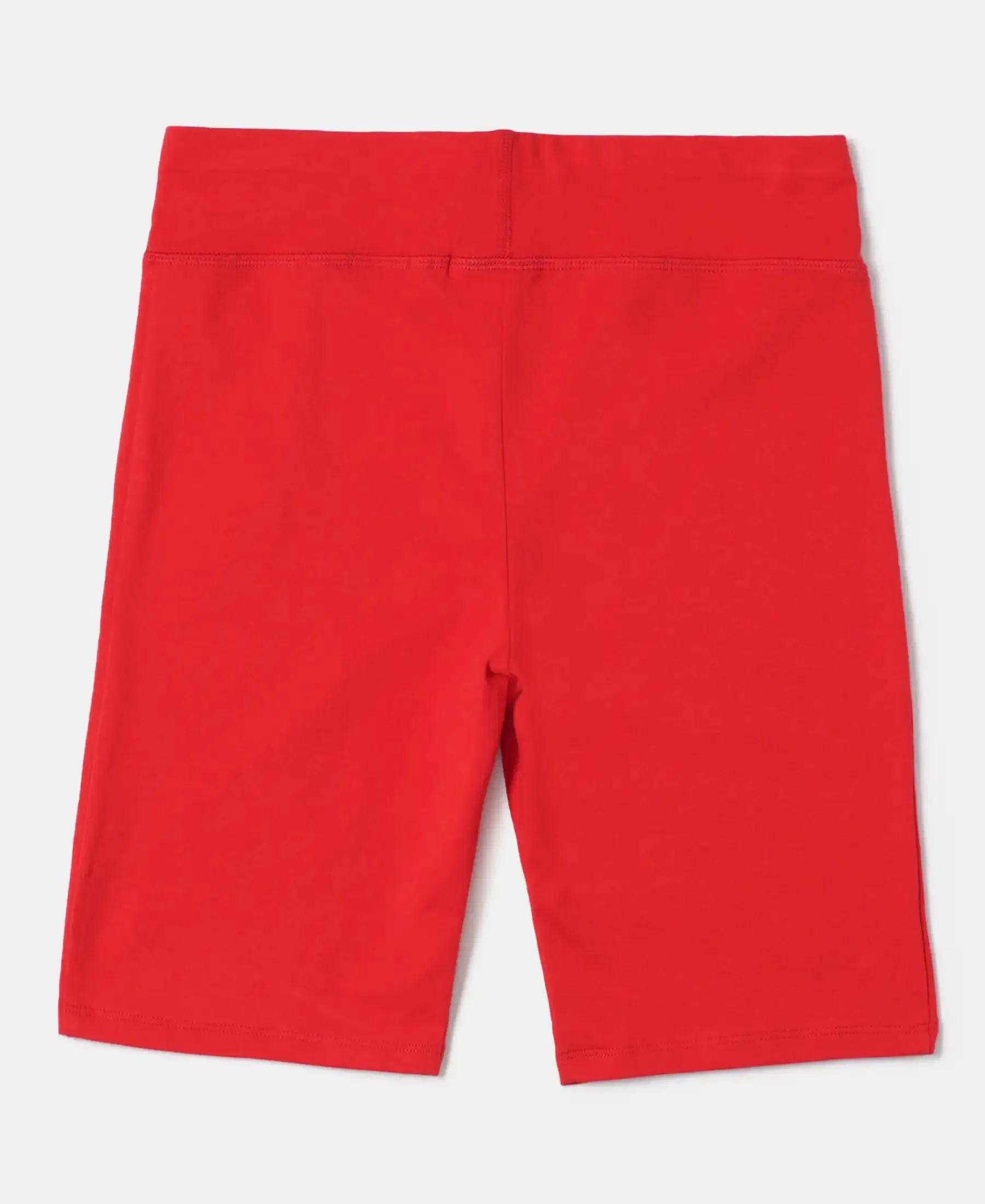 Girl's Super Combed Cotton Elastane Stretch Solid Cycling Shorts - Rio Red