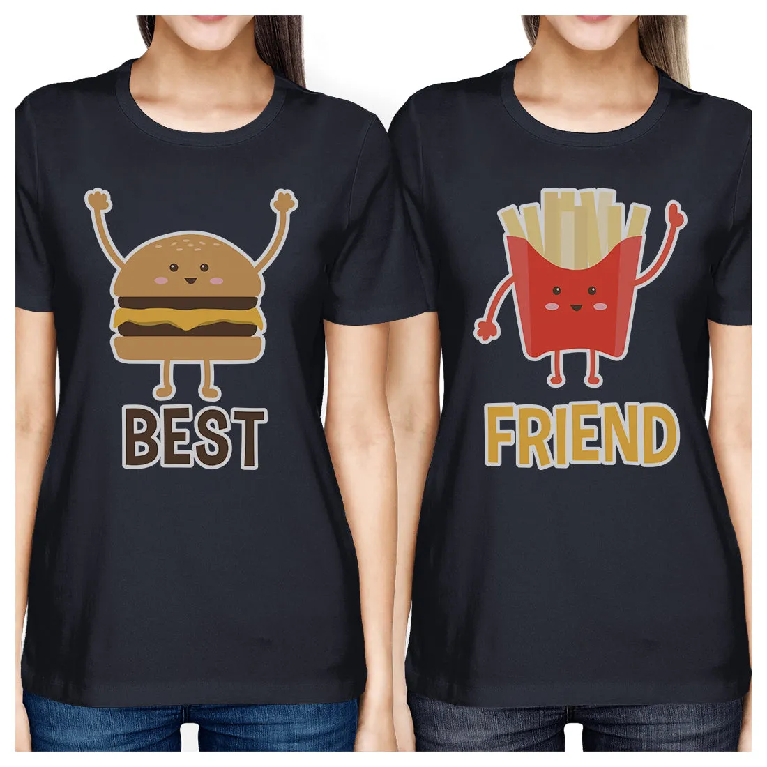 Hamburger And Fries BFF Matching Shirts Womens Navy For Teen Girls