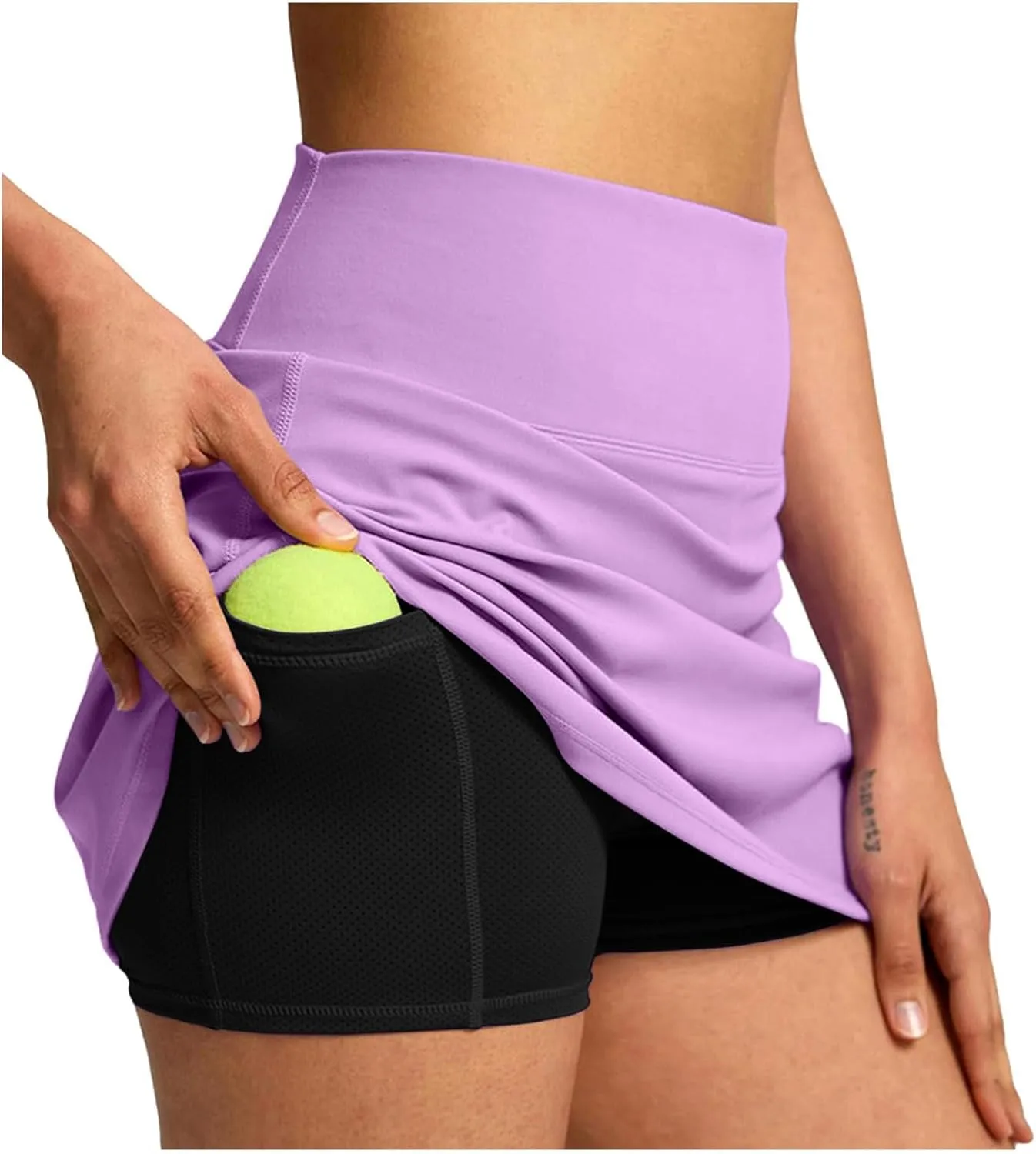 Hiking Shorts Women Workout Double Layered Pleats Running Athletic Yoga Shorts with Pockets High Waisted Lounge Skorts