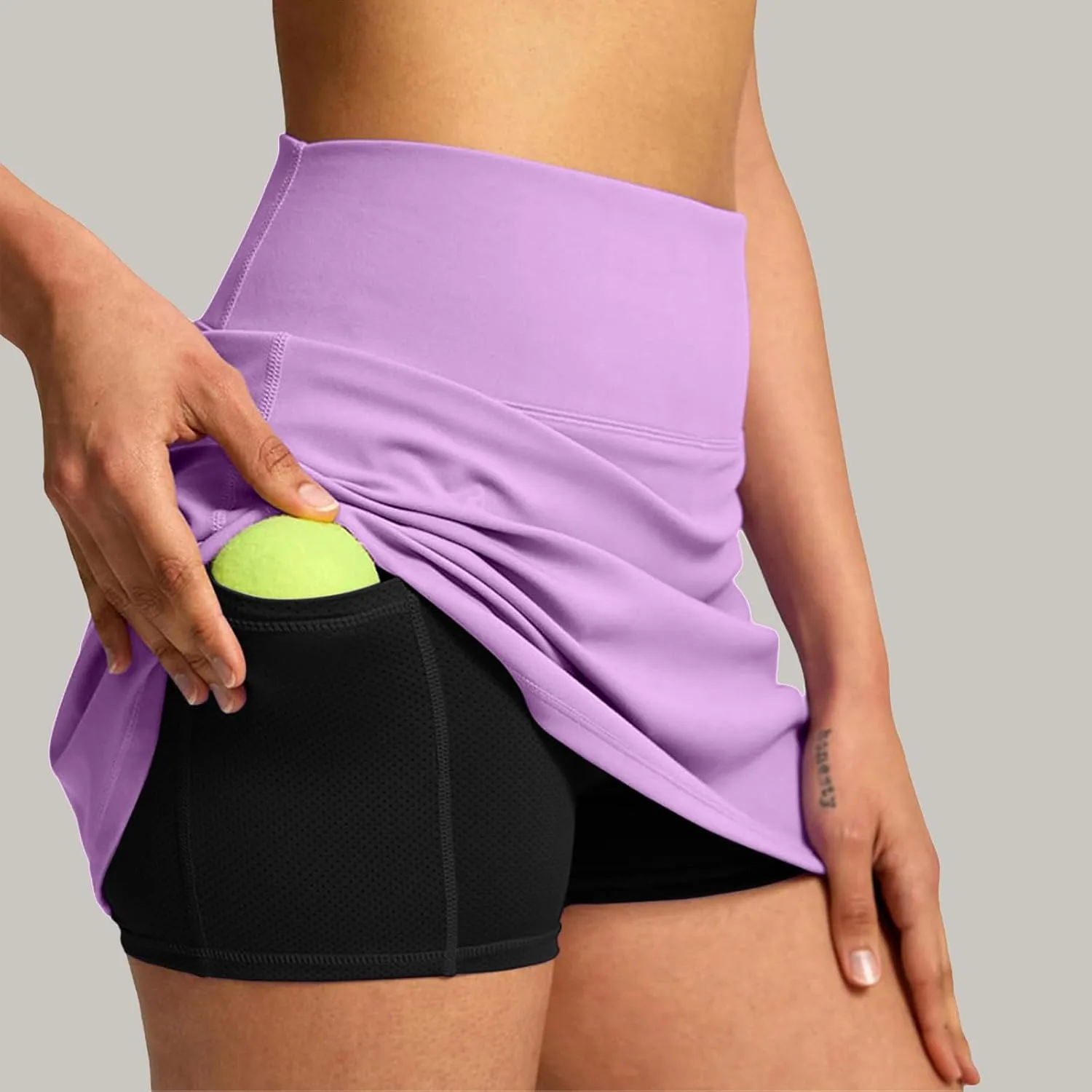 Hiking Shorts Women Workout Double Layered Pleats Running Athletic Yoga Shorts with Pockets High Waisted Lounge Skorts
