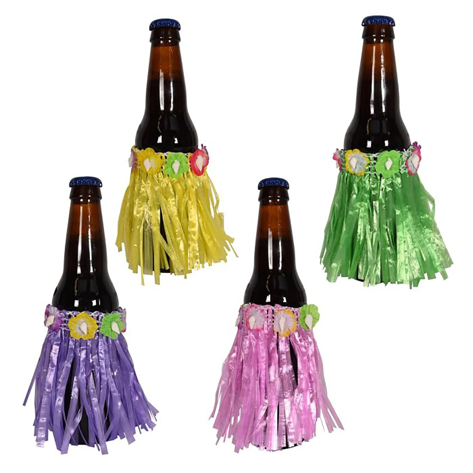 Hula Skirts for Drinks, 3.5 Inches, 4 Count