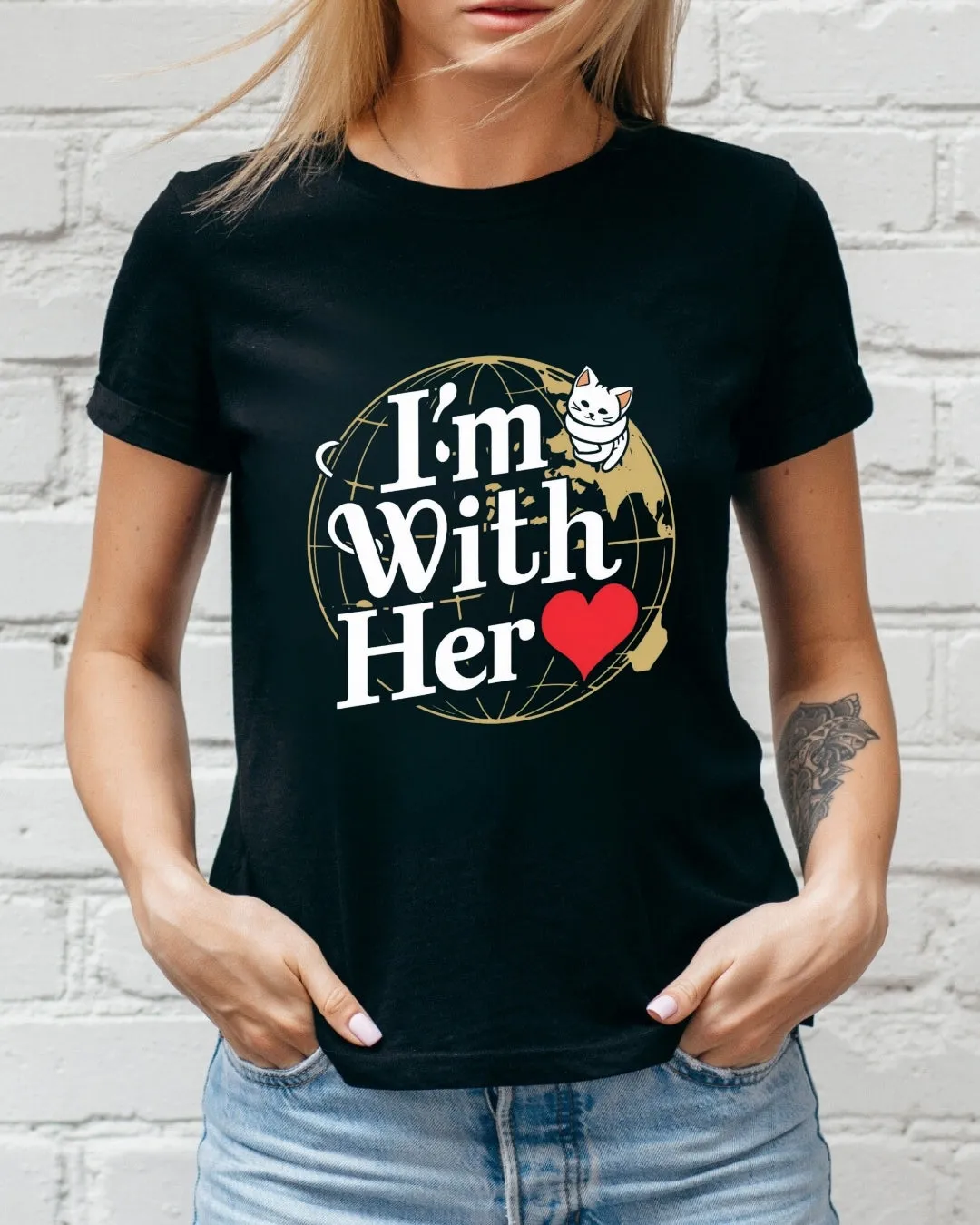 I'm With Her Planet Earth Unisex Cotton T-Shirt