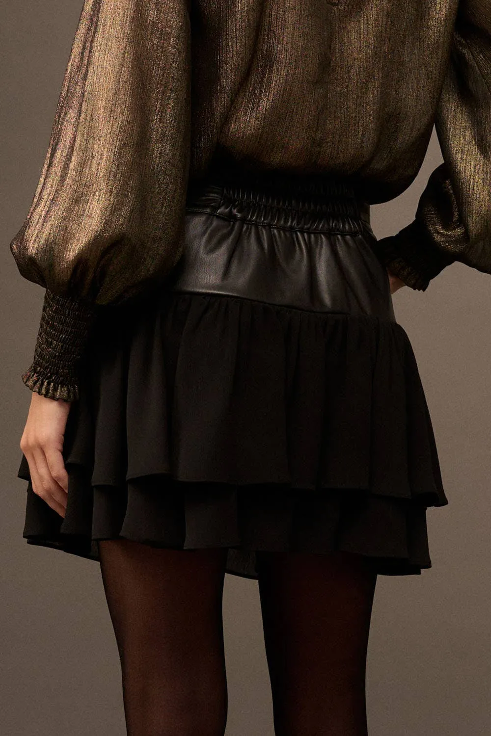 Jolie Vegan Leather Zipper Front Mini Skirt