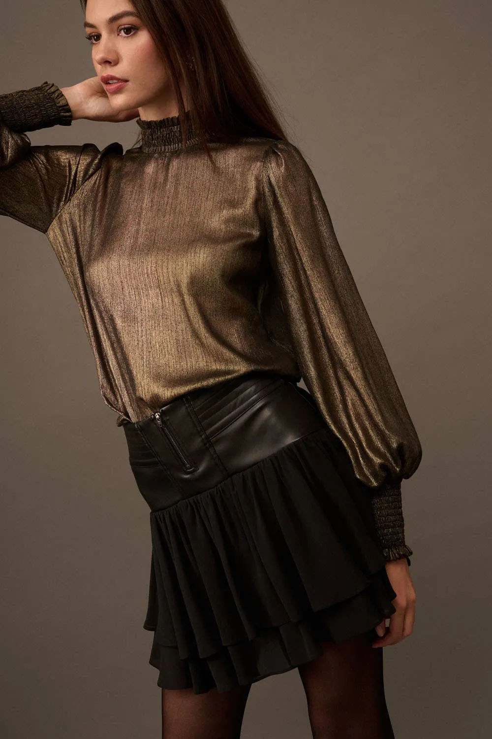 Jolie Vegan Leather Zipper Front Mini Skirt