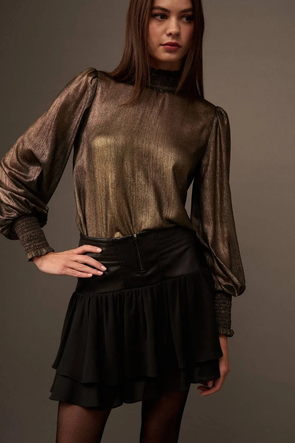Jolie Vegan Leather Zipper Front Mini Skirt