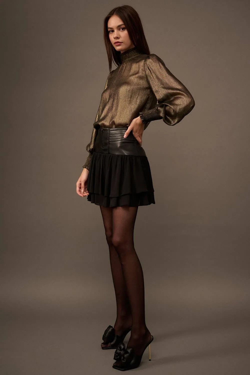 Jolie Vegan Leather Zipper Front Mini Skirt