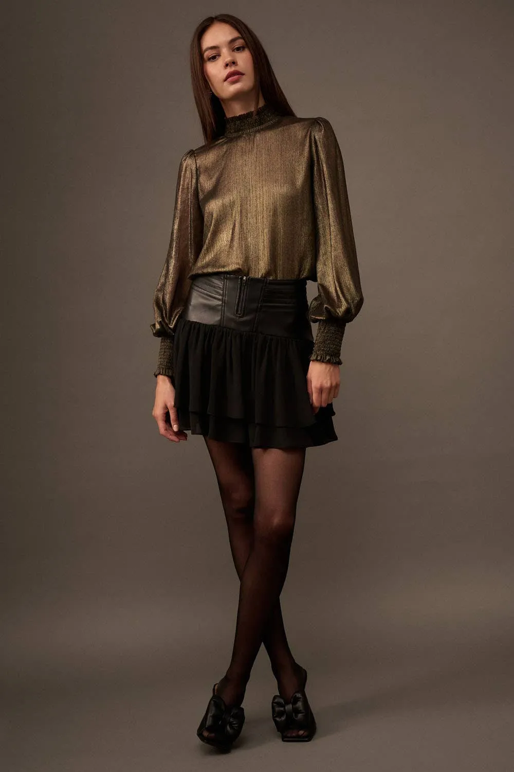 Jolie Vegan Leather Zipper Front Mini Skirt