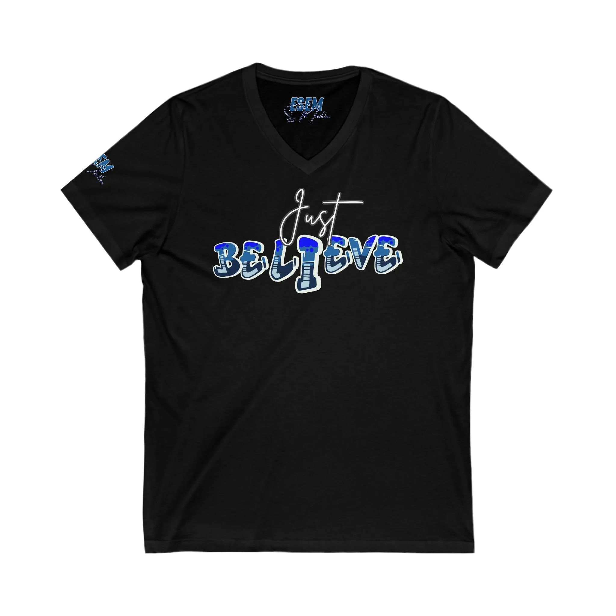 Just Believe - Unisex Jersey Short Sleeve V-Neck Tee