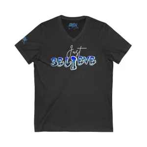 Just Believe - Unisex Jersey Short Sleeve V-Neck Tee