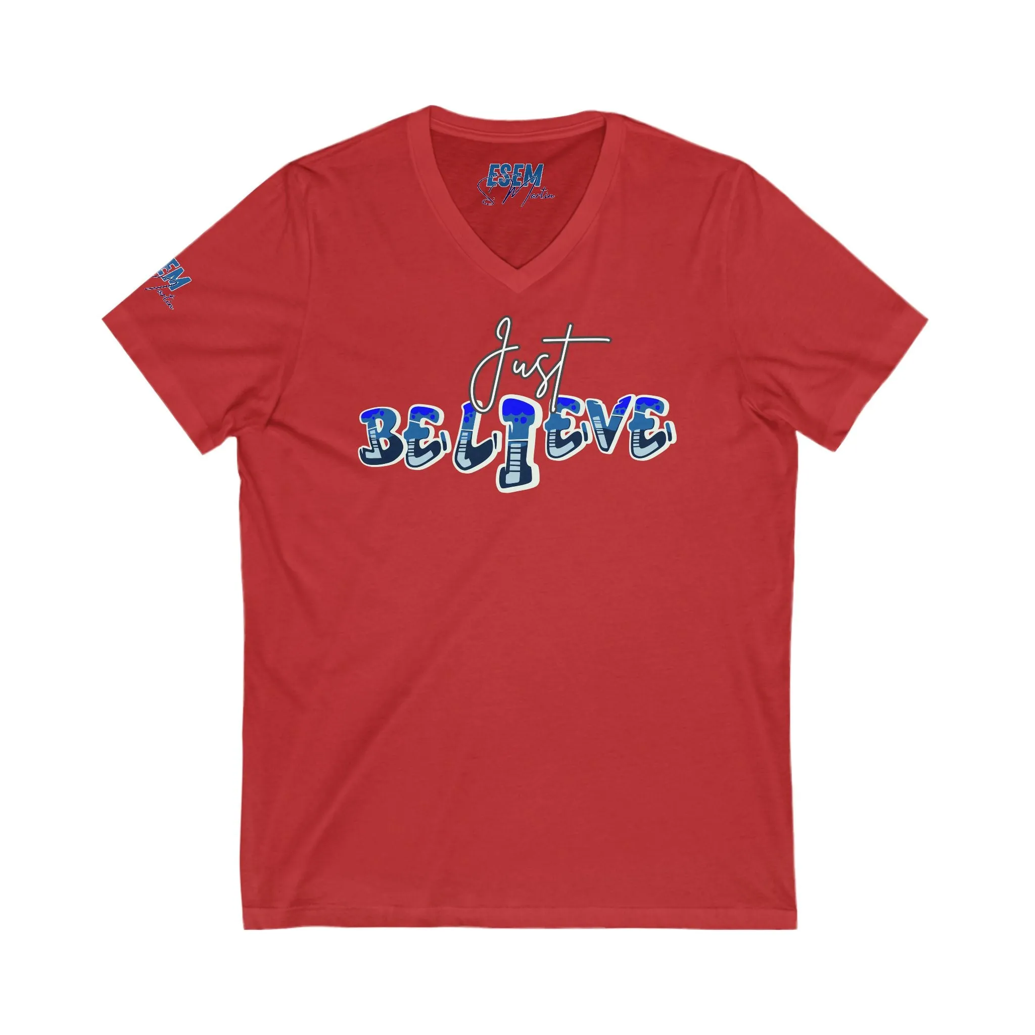 Just Believe - Unisex Jersey Short Sleeve V-Neck Tee