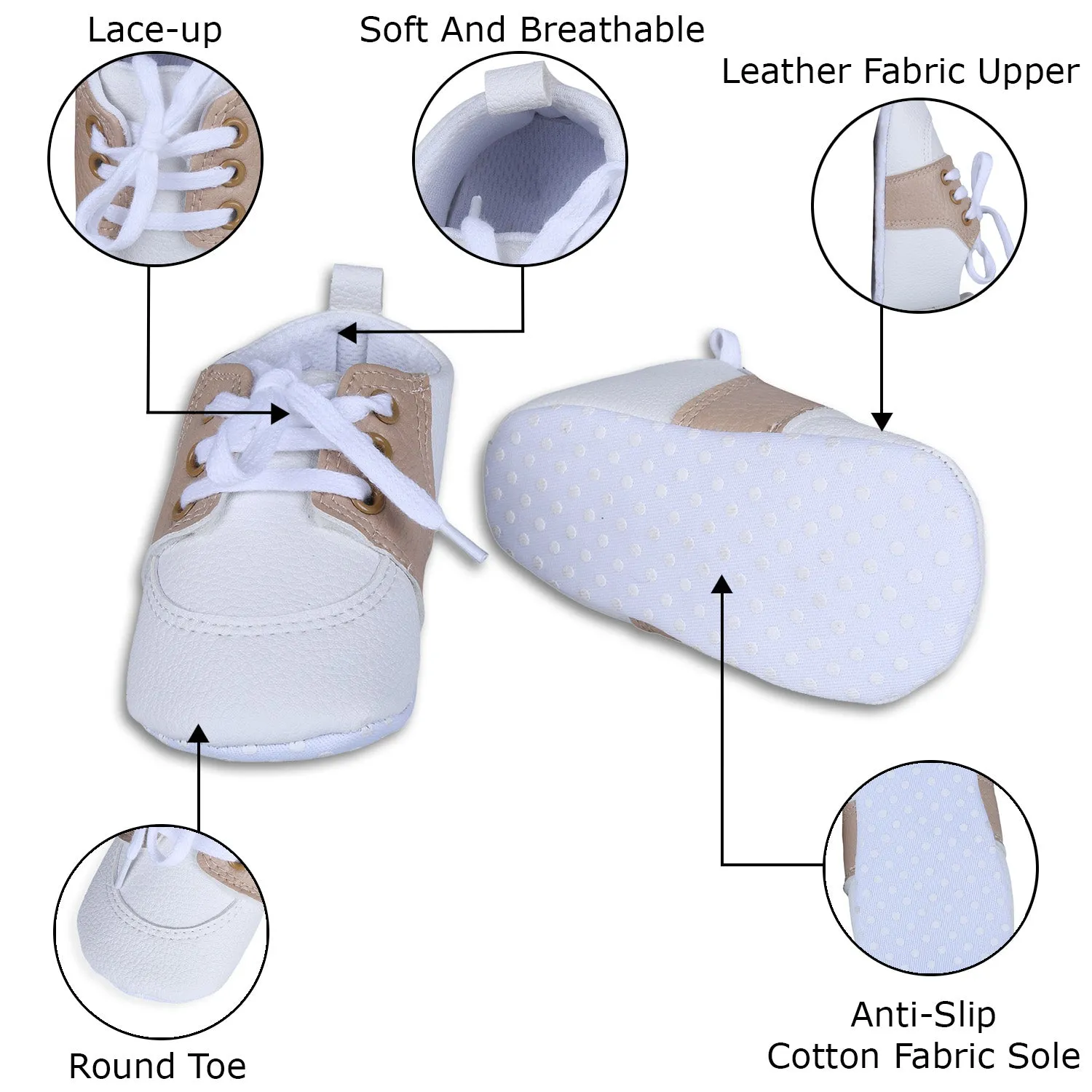 Lace-Up Stylish Leather Sneaker Shoes - White